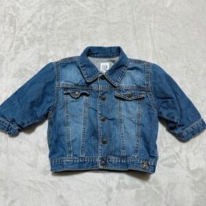 Vintage Baby Gap Denim Jacket Blue Jean Bear Embroidery Infant 12 18 Mo Unisex